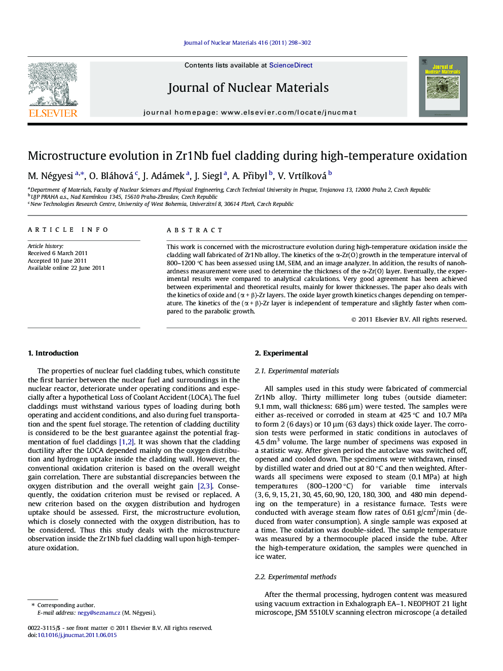 Microstructure evolution in Zr1Nb fuel cladding during high-temperature oxidation