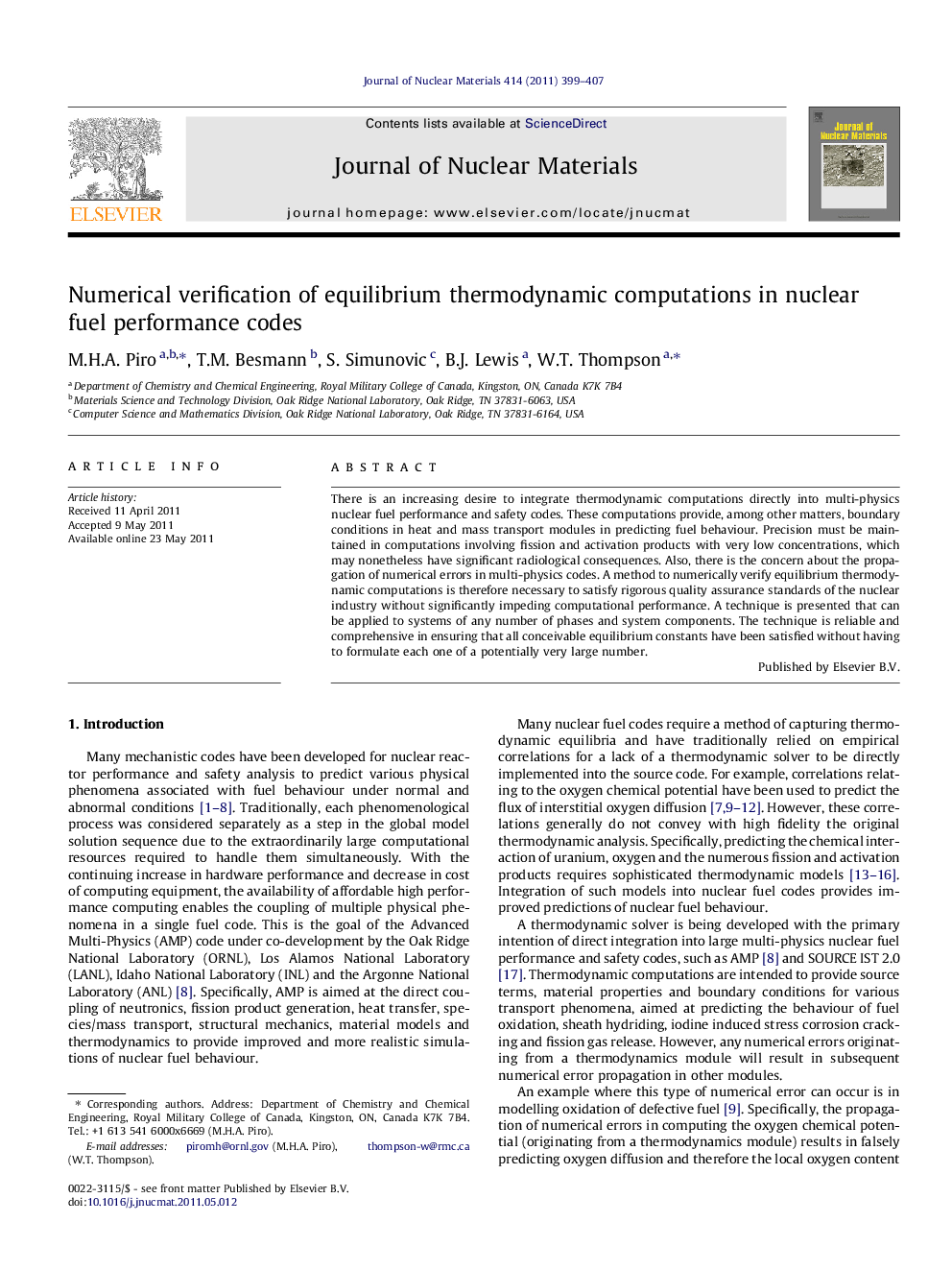 Numerical verification of equilibrium thermodynamic computations in nuclear fuel performance codes