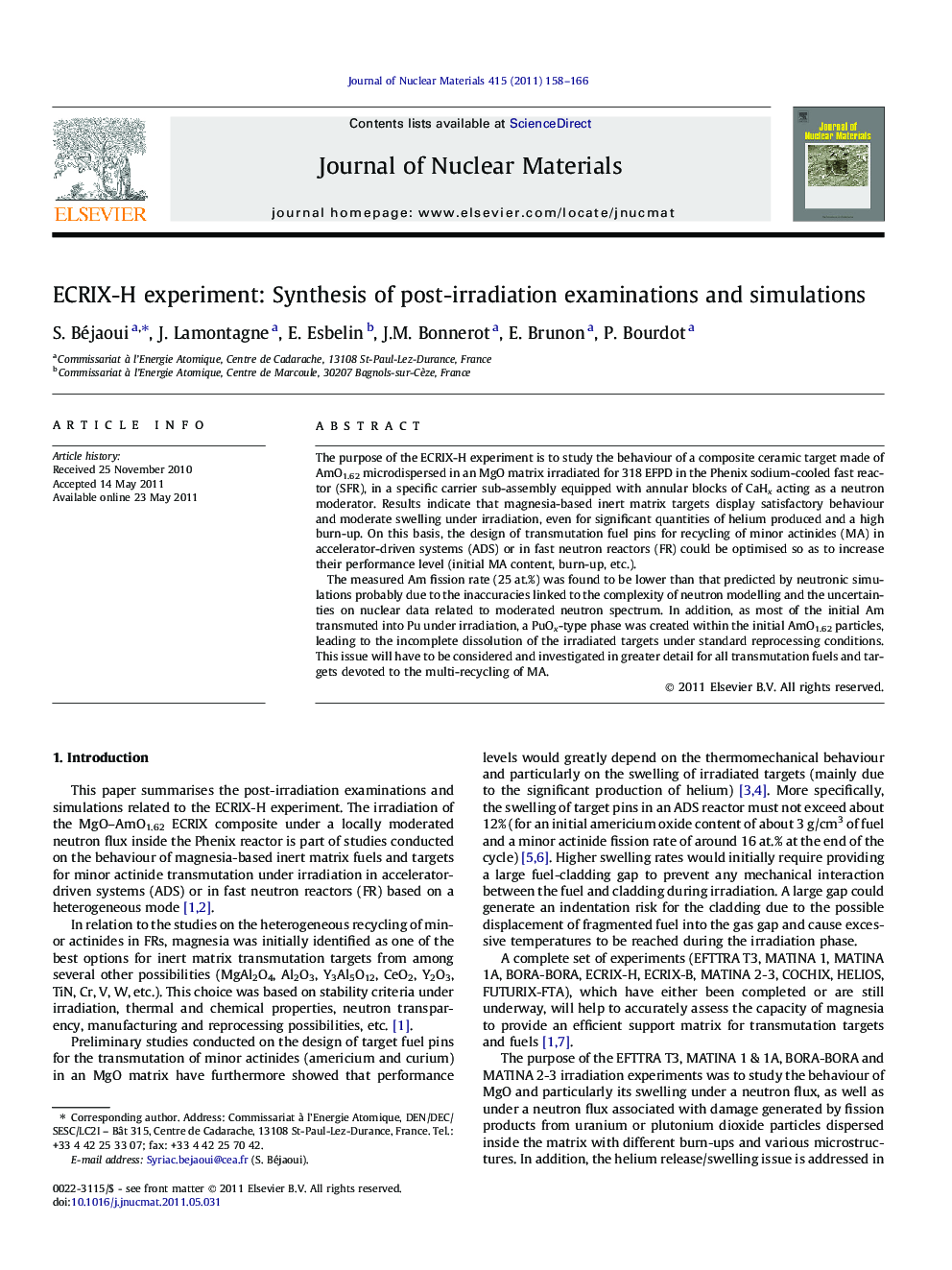 ECRIX-H experiment: Synthesis of post-irradiation examinations and simulations