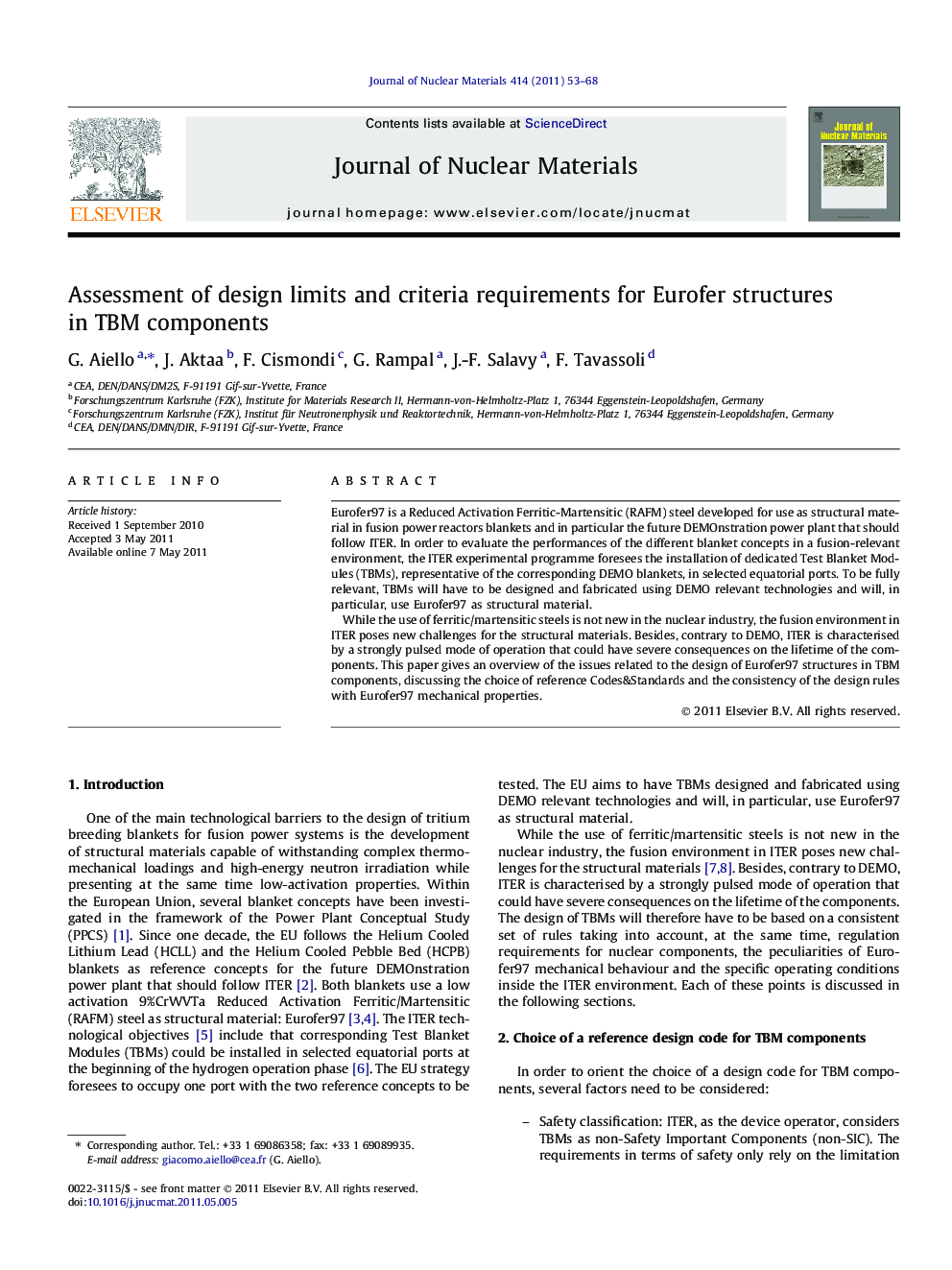 Assessment of design limits and criteria requirements for Eurofer structures in TBM components
