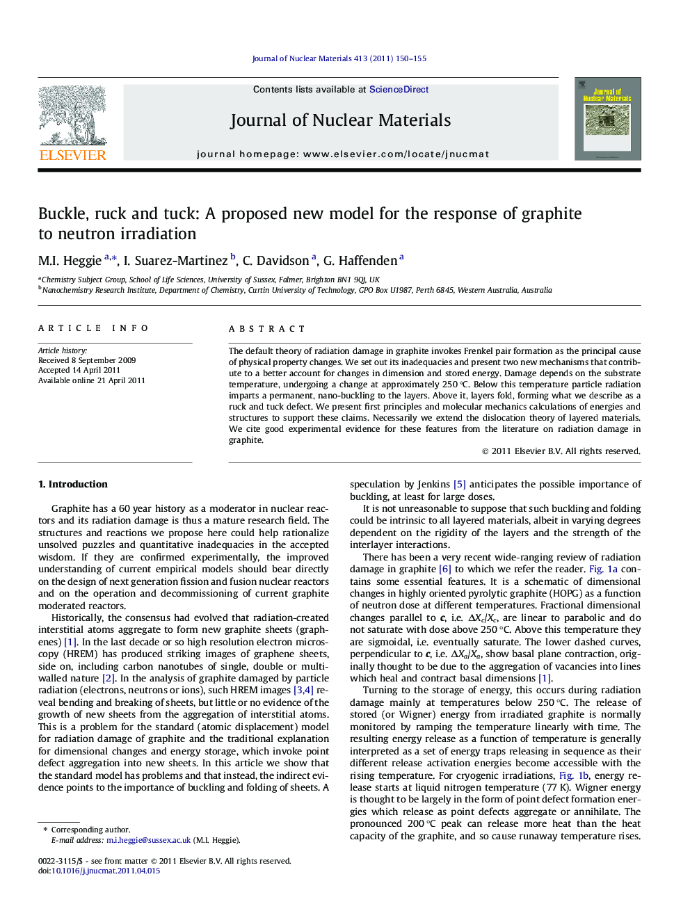 Buckle, ruck and tuck: A proposed new model for the response of graphite to neutron irradiation