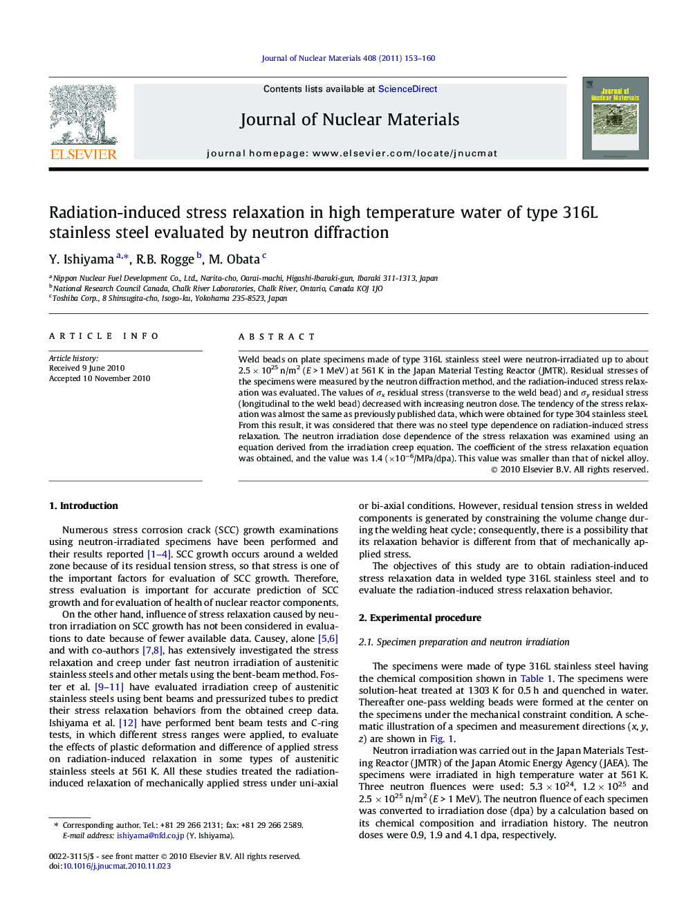 Radiation-induced stress relaxation in high temperature water of type 316L stainless steel evaluated by neutron diffraction