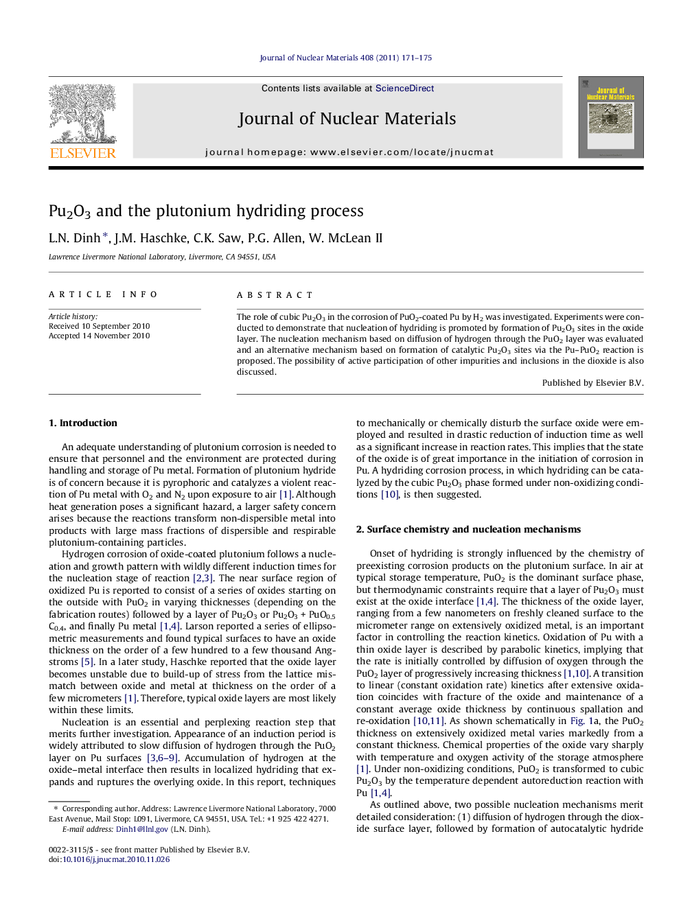 Pu2O3 and the plutonium hydriding process