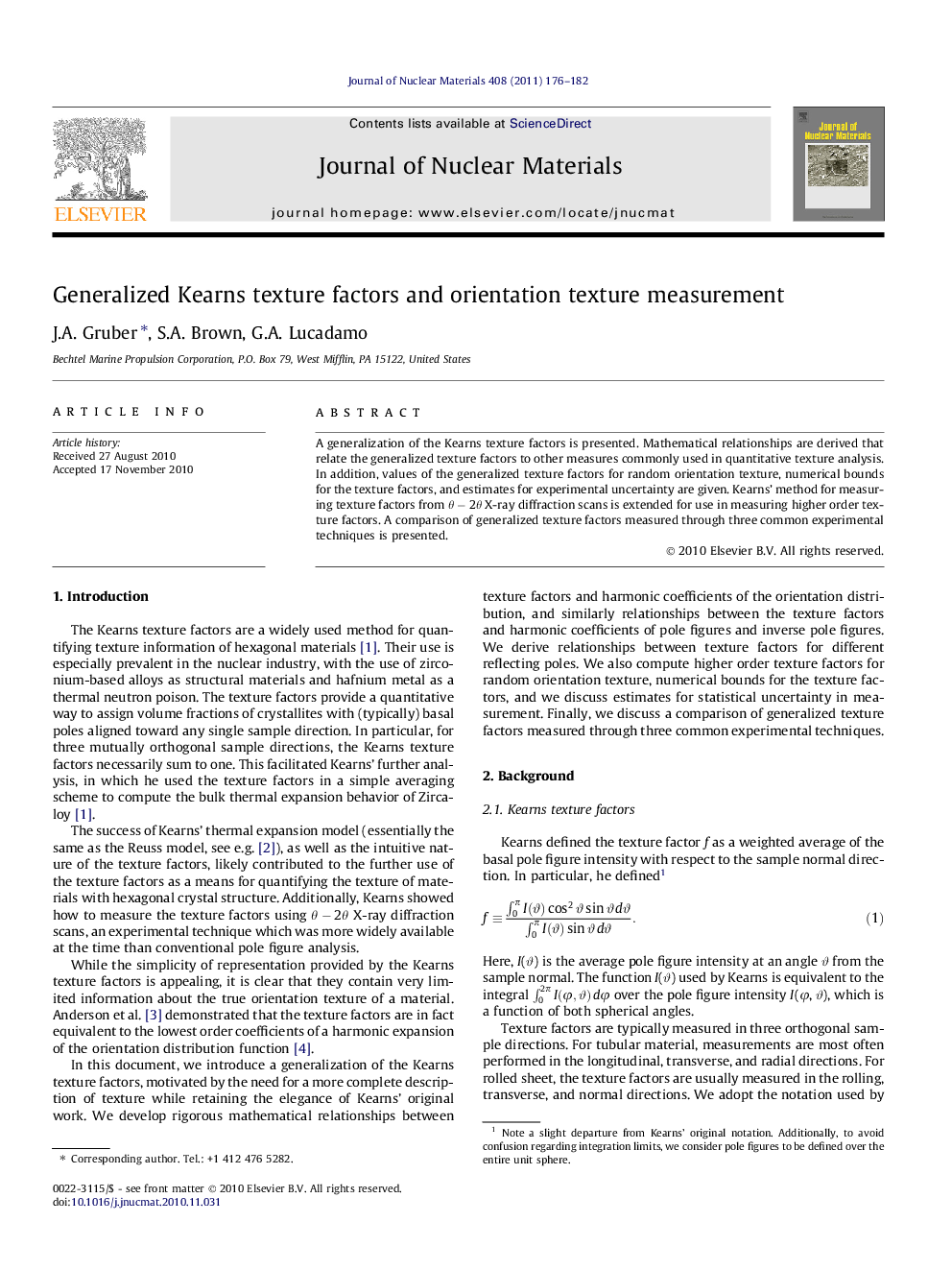 Generalized Kearns texture factors and orientation texture measurement