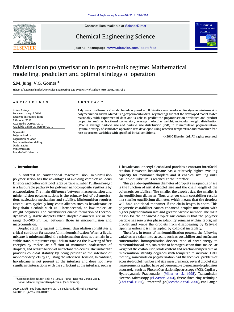 Miniemulsion polymerisation in pseudo-bulk regime: Mathematical modelling, prediction and optimal strategy of operation