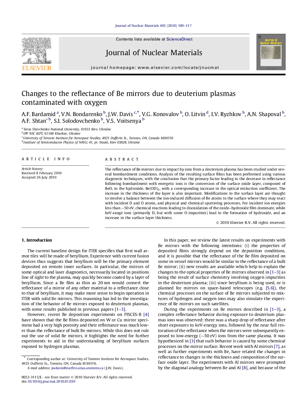 Changes to the reflectance of Be mirrors due to deuterium plasmas contaminated with oxygen