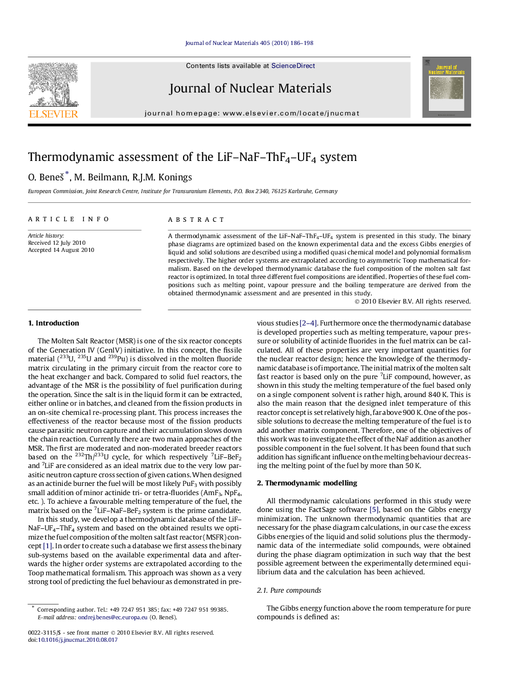 Thermodynamic assessment of the LiF-NaF-ThF4-UF4 system