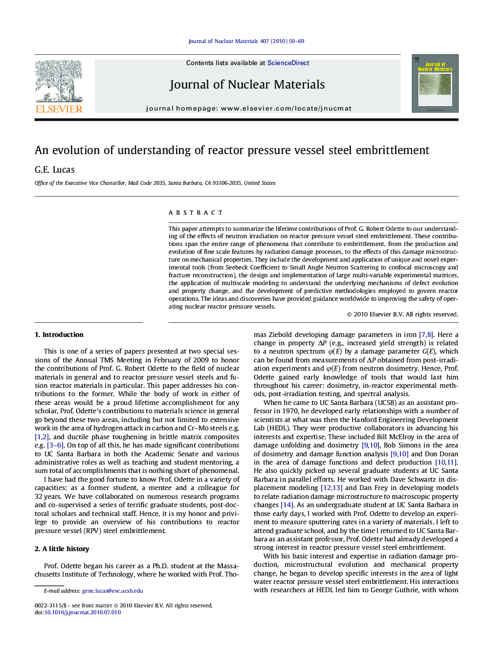 An evolution of understanding of reactor pressure vessel steel embrittlement