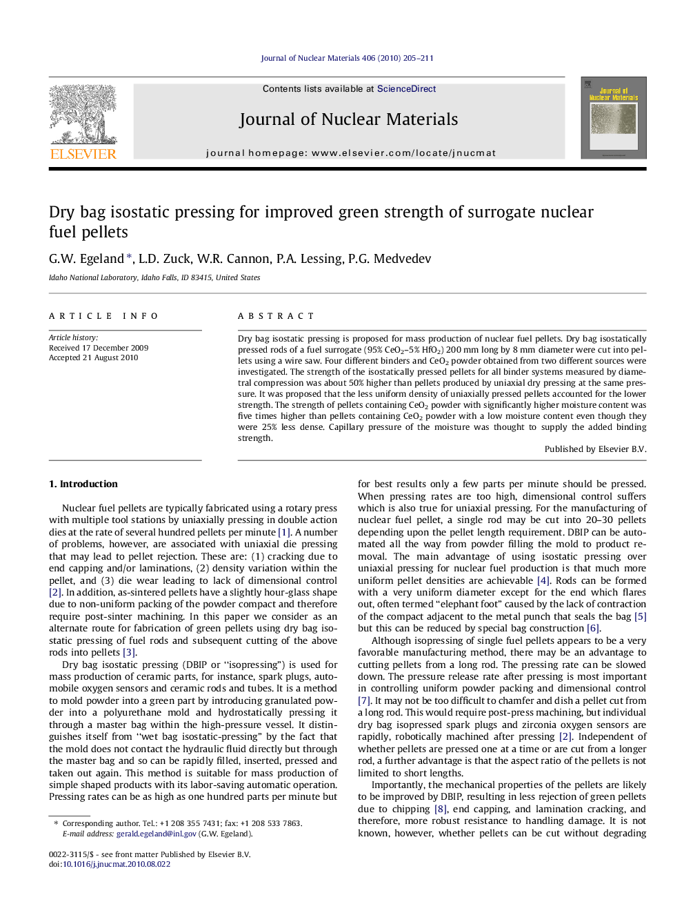 Dry bag isostatic pressing for improved green strength of surrogate nuclear fuel pellets