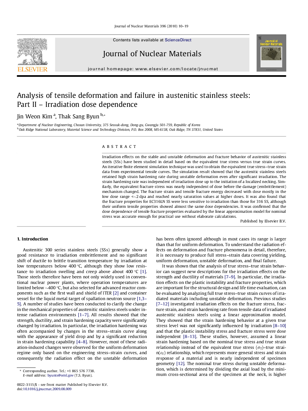 Analysis of tensile deformation and failure in austenitic stainless steels: Part II – Irradiation dose dependence