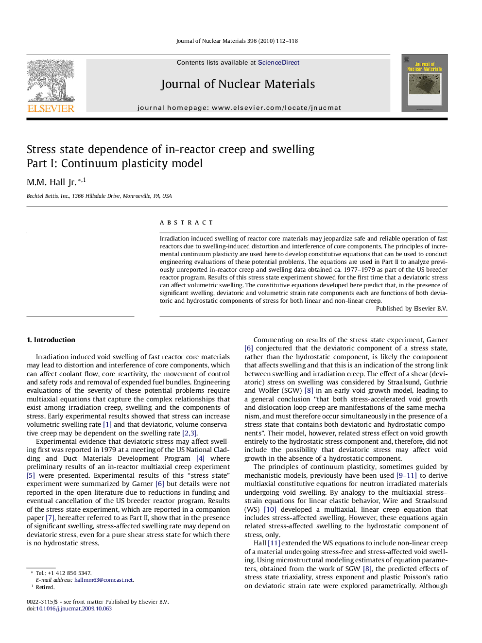 Stress state dependence of in-reactor creep and swelling