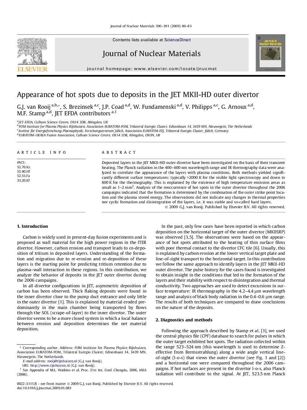 Appearance of hot spots due to deposits in the JET MKII-HD outer divertor