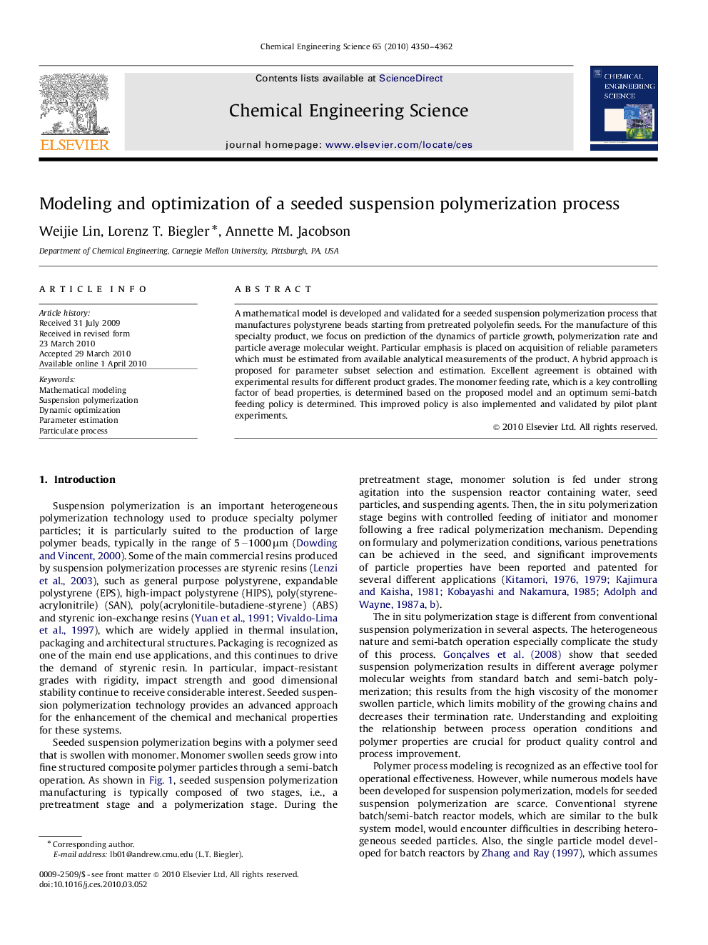 Modeling and optimization of a seeded suspension polymerization process