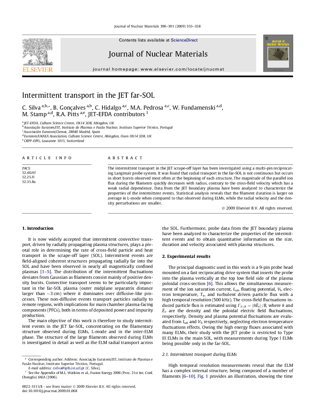 Intermittent transport in the JET far-SOL