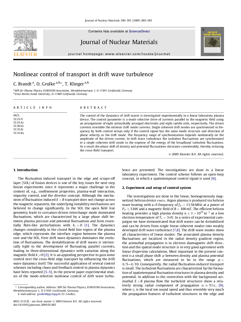 Nonlinear control of transport in drift wave turbulence