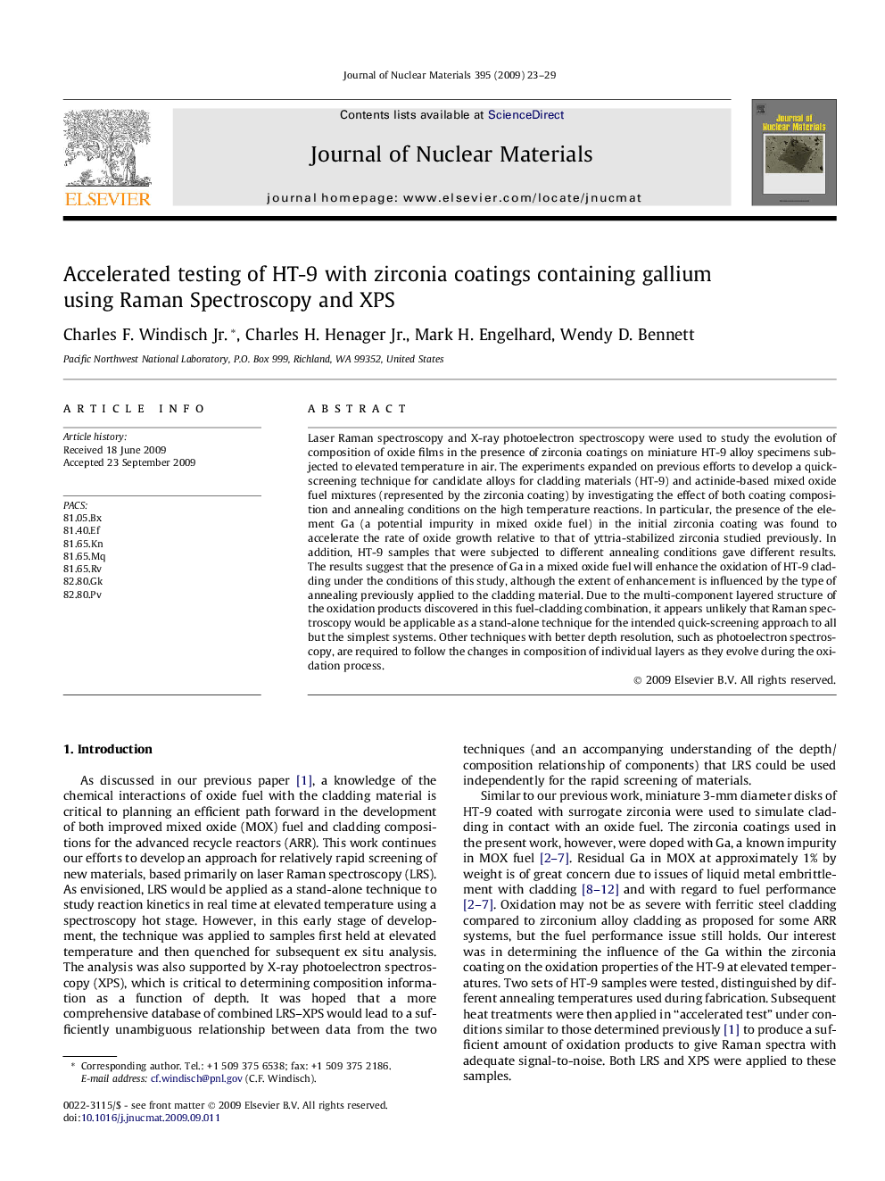 Accelerated testing of HT-9 with zirconia coatings containing gallium using Raman Spectroscopy and XPS