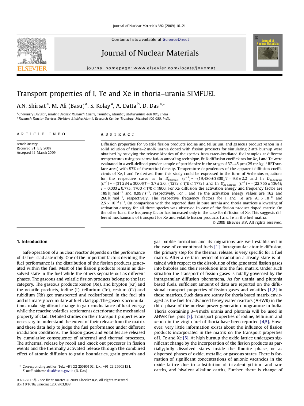Transport properties of I, Te and Xe in thoria–urania SIMFUEL