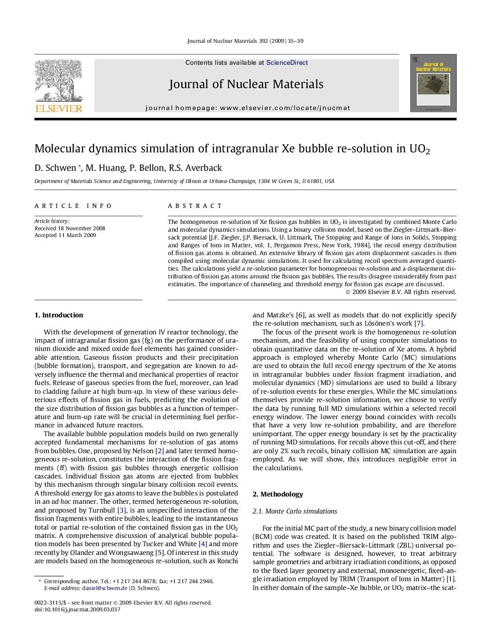 Molecular dynamics simulation of intragranular Xe bubble re-solution in UO2