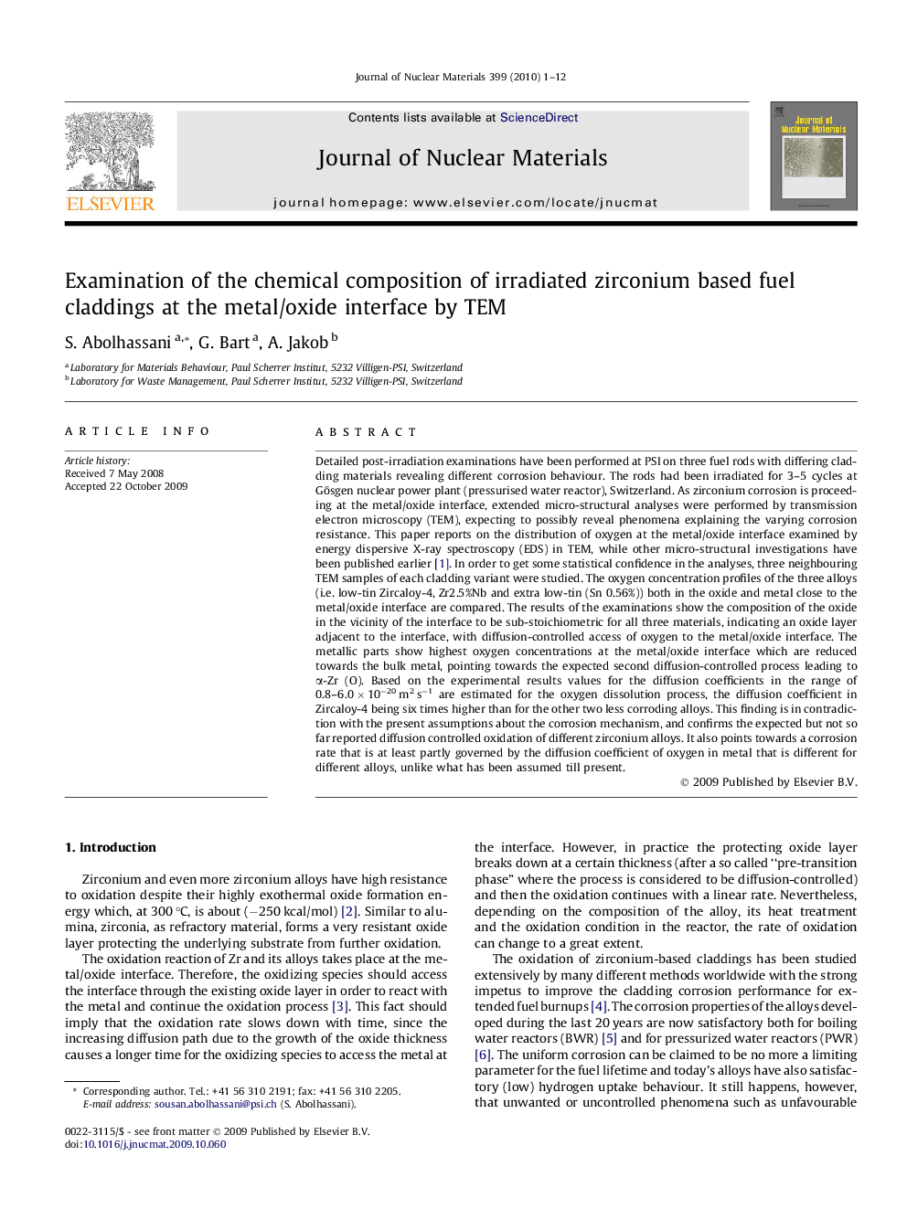 Examination of the chemical composition of irradiated zirconium based fuel claddings at the metal/oxide interface by TEM