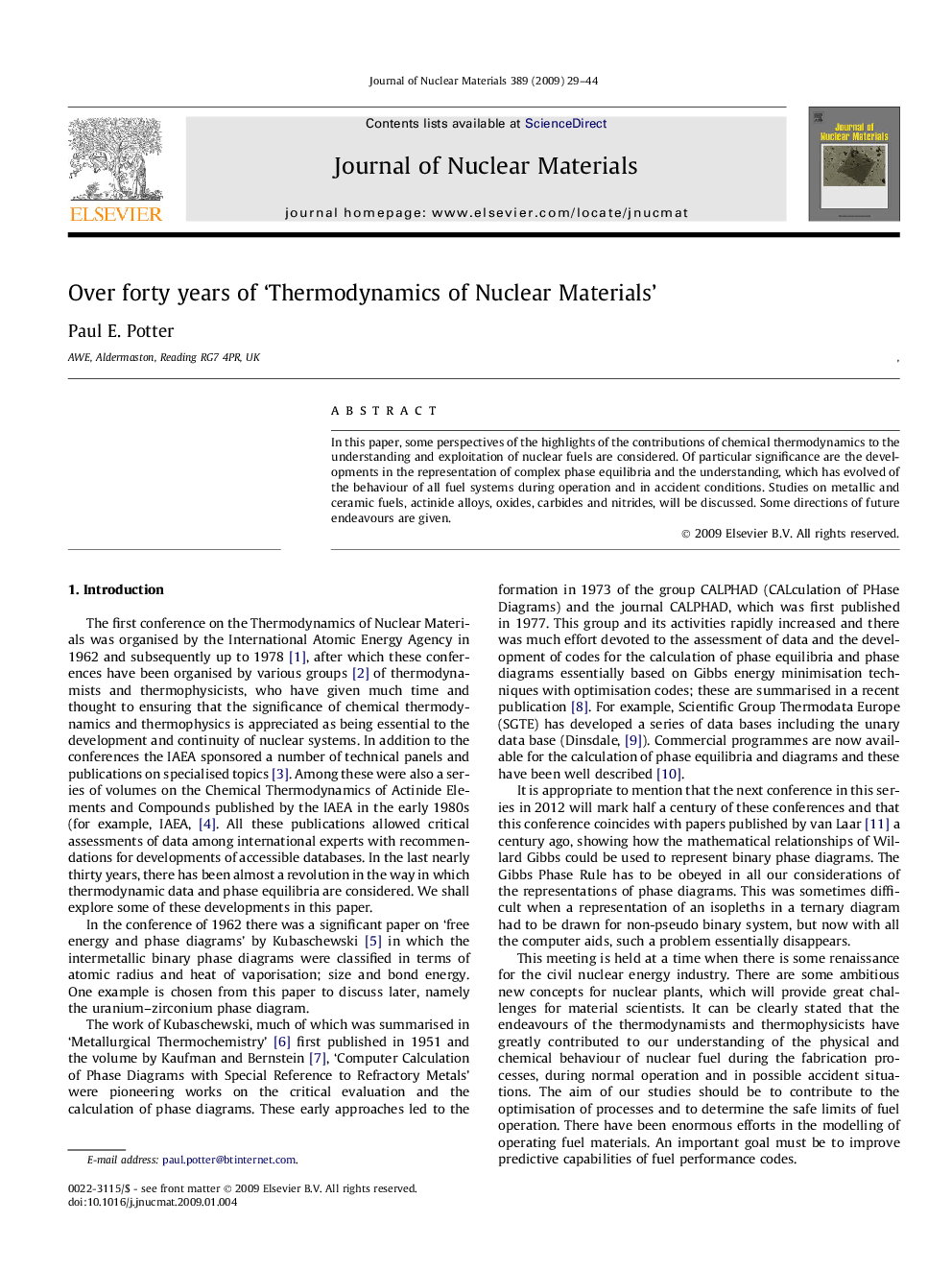 Over forty years of ‘Thermodynamics of Nuclear Materials’