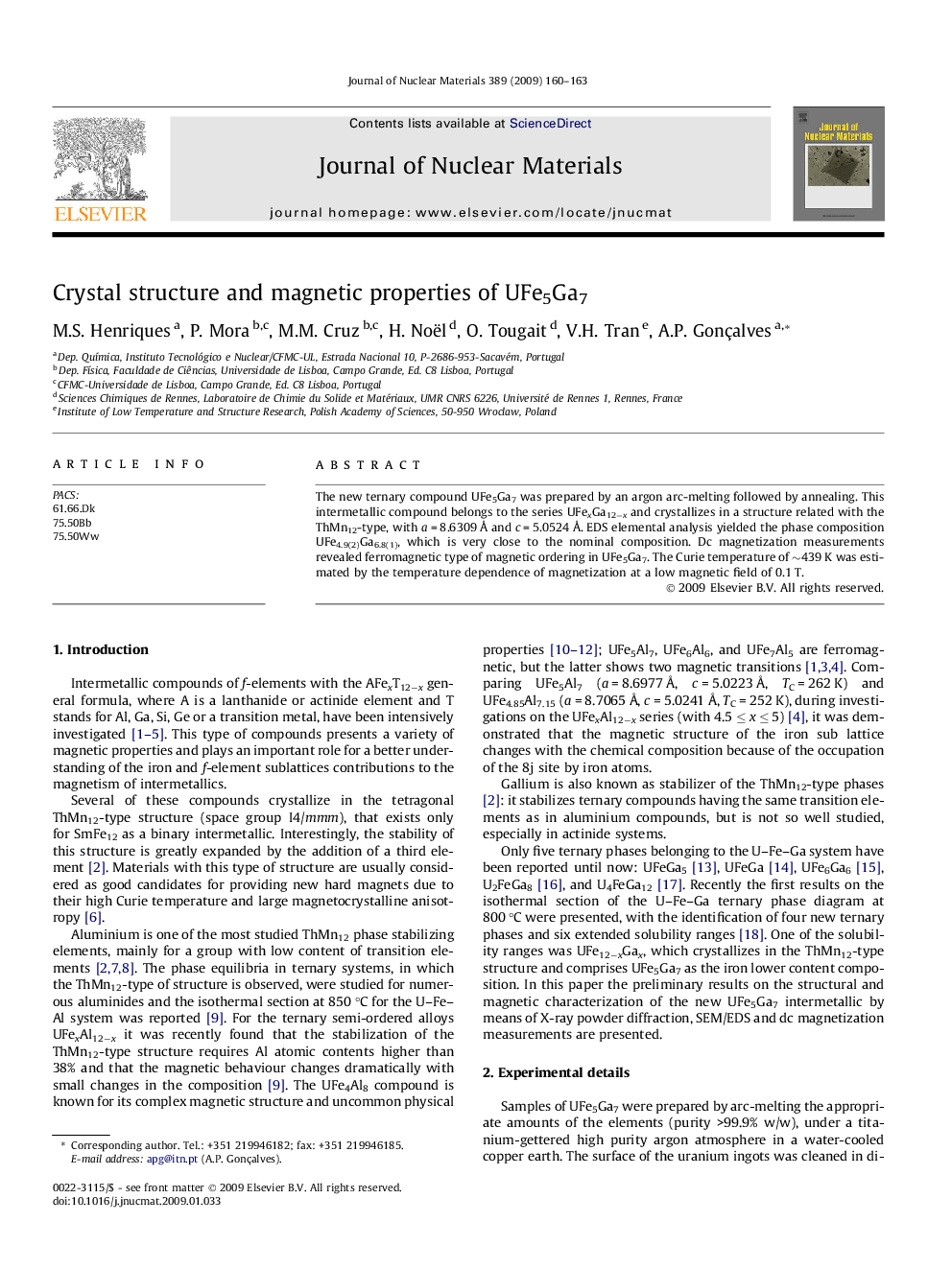 Crystal structure and magnetic properties of UFe5Ga7