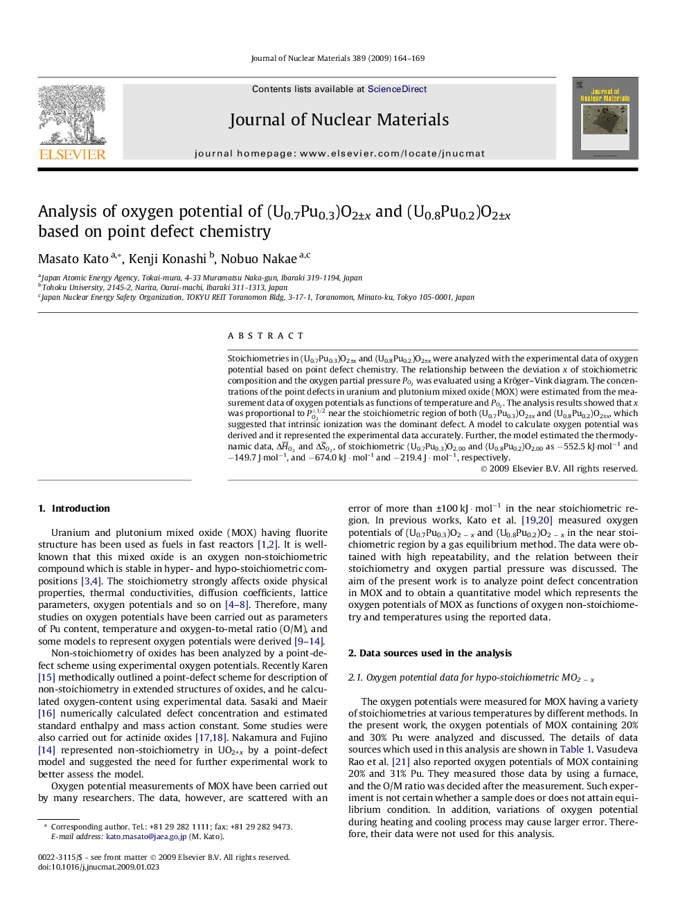 Analysis of oxygen potential of (U0.7Pu0.3)O2±x and (U0.8Pu0.2)O2±x based on point defect chemistry