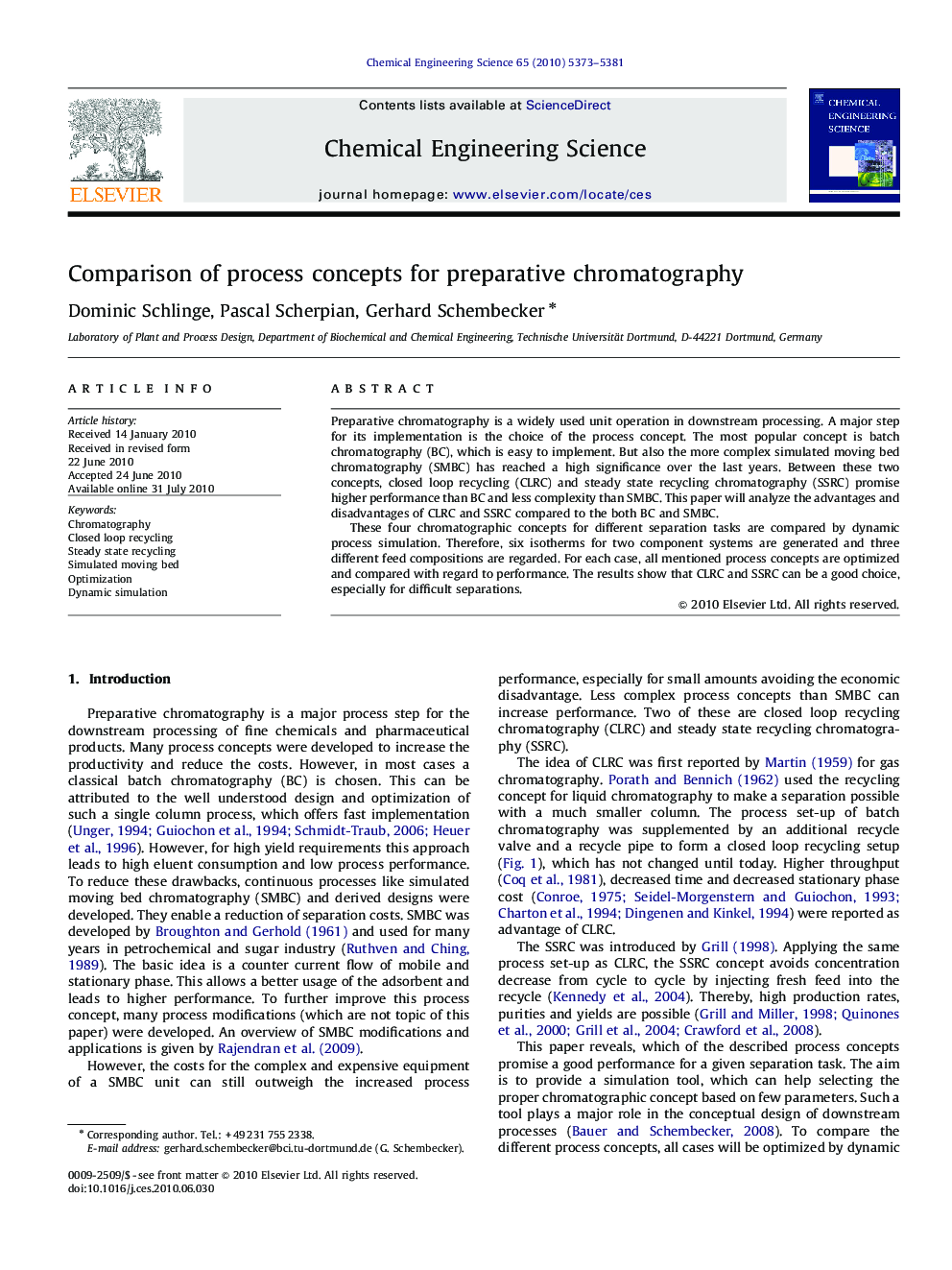 Comparison of process concepts for preparative chromatography