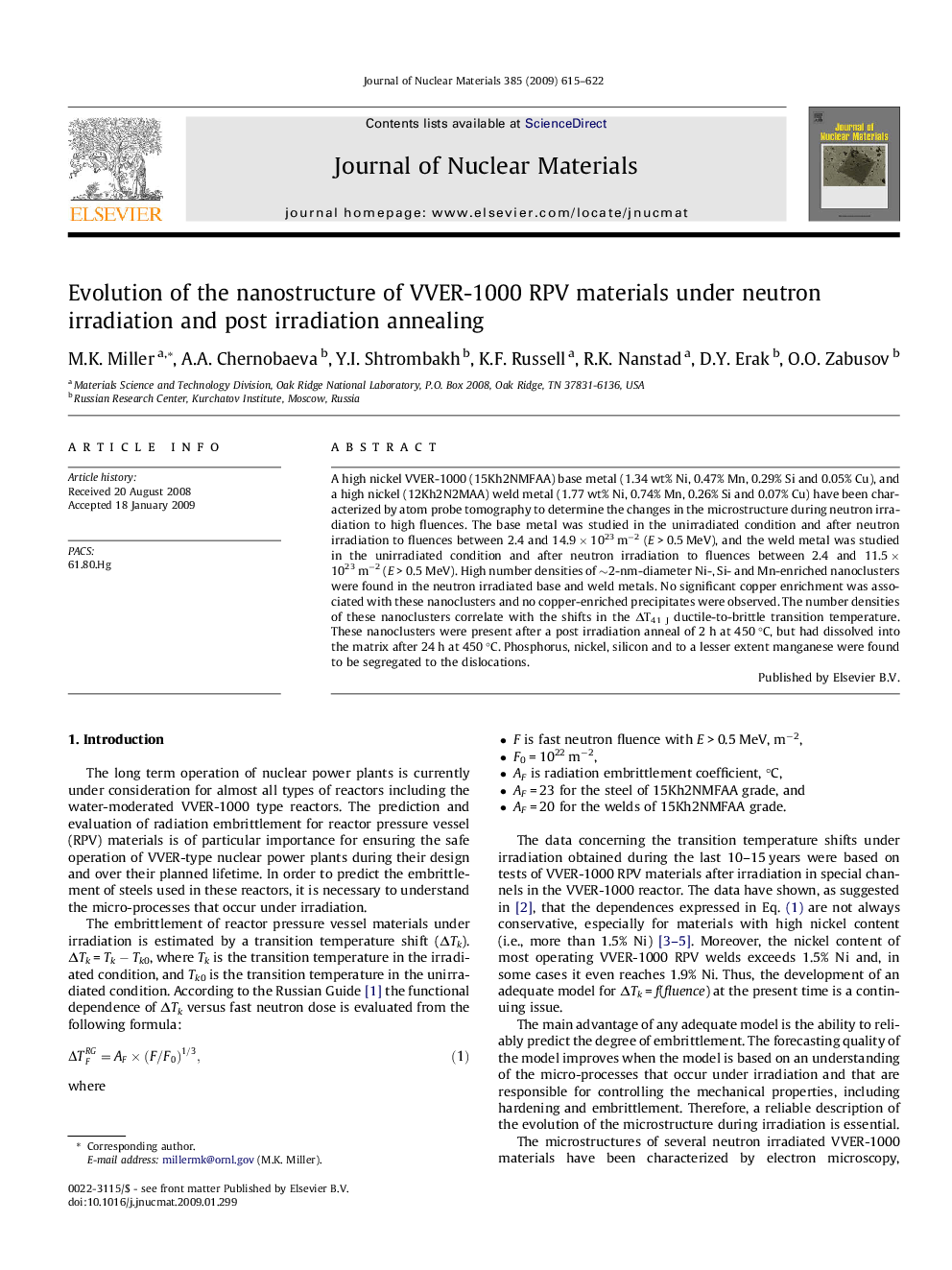 Evolution of the nanostructure of VVER-1000 RPV materials under neutron irradiation and post irradiation annealing