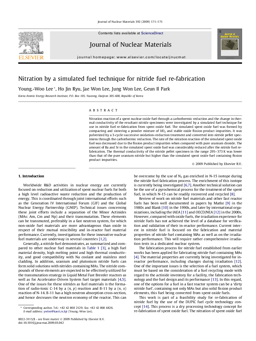Nitration by a simulated fuel technique for nitride fuel re-fabrication