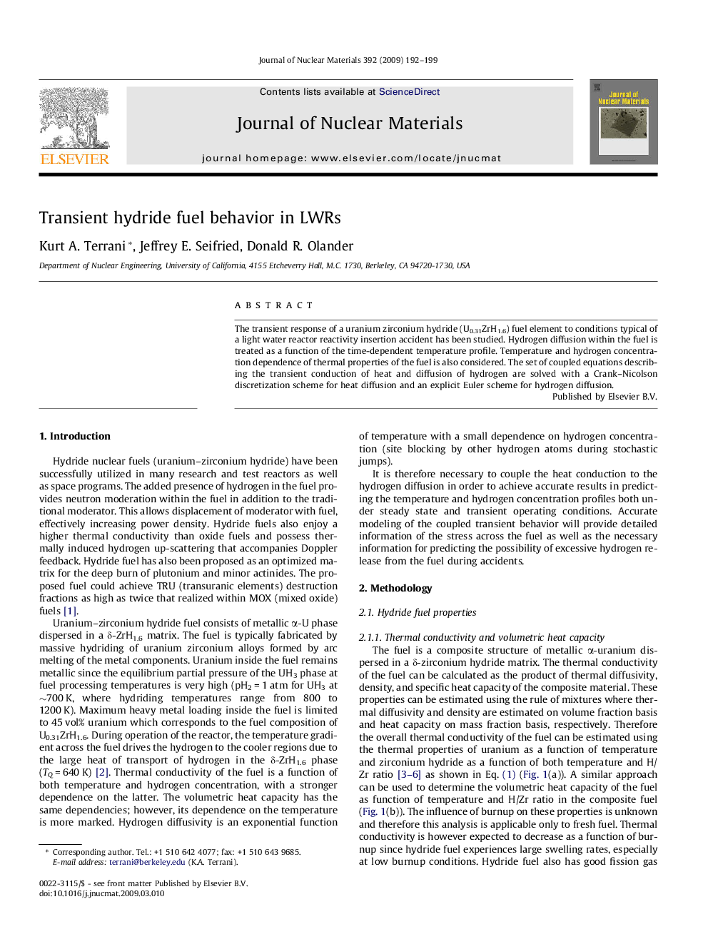 Transient hydride fuel behavior in LWRs