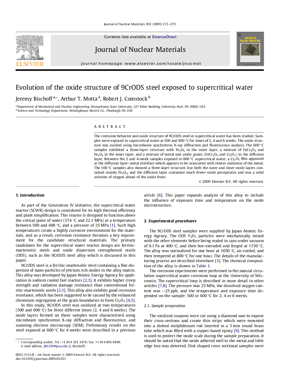 Evolution of the oxide structure of 9CrODS steel exposed to supercritical water