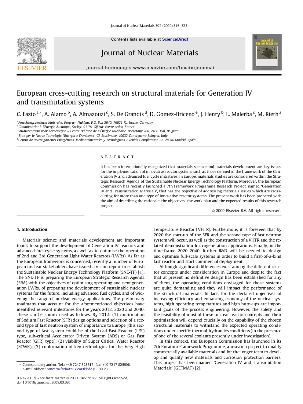 European cross-cutting research on structural materials for Generation IV and transmutation systems