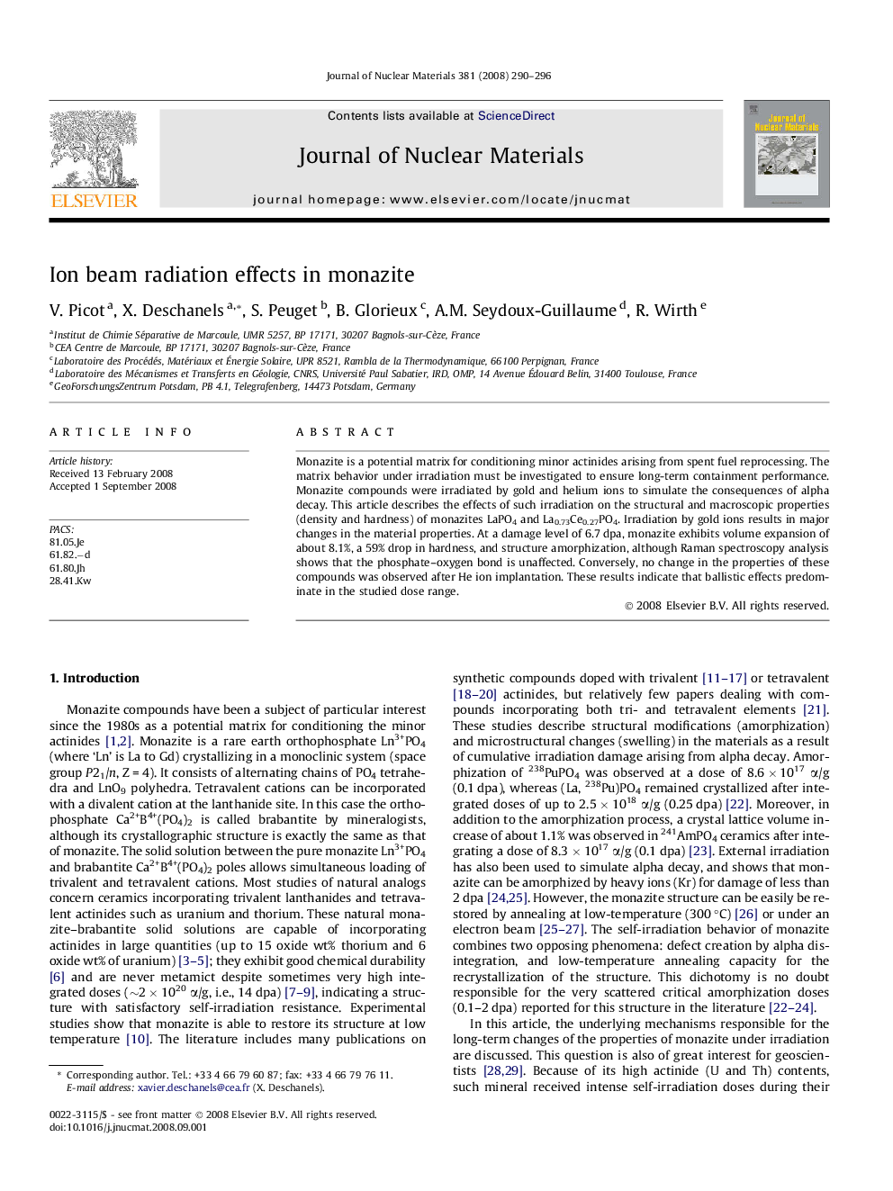 Ion beam radiation effects in monazite