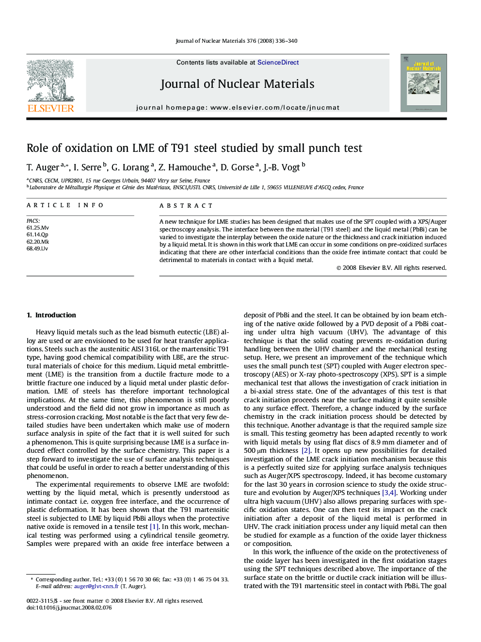 Role of oxidation on LME of T91 steel studied by small punch test