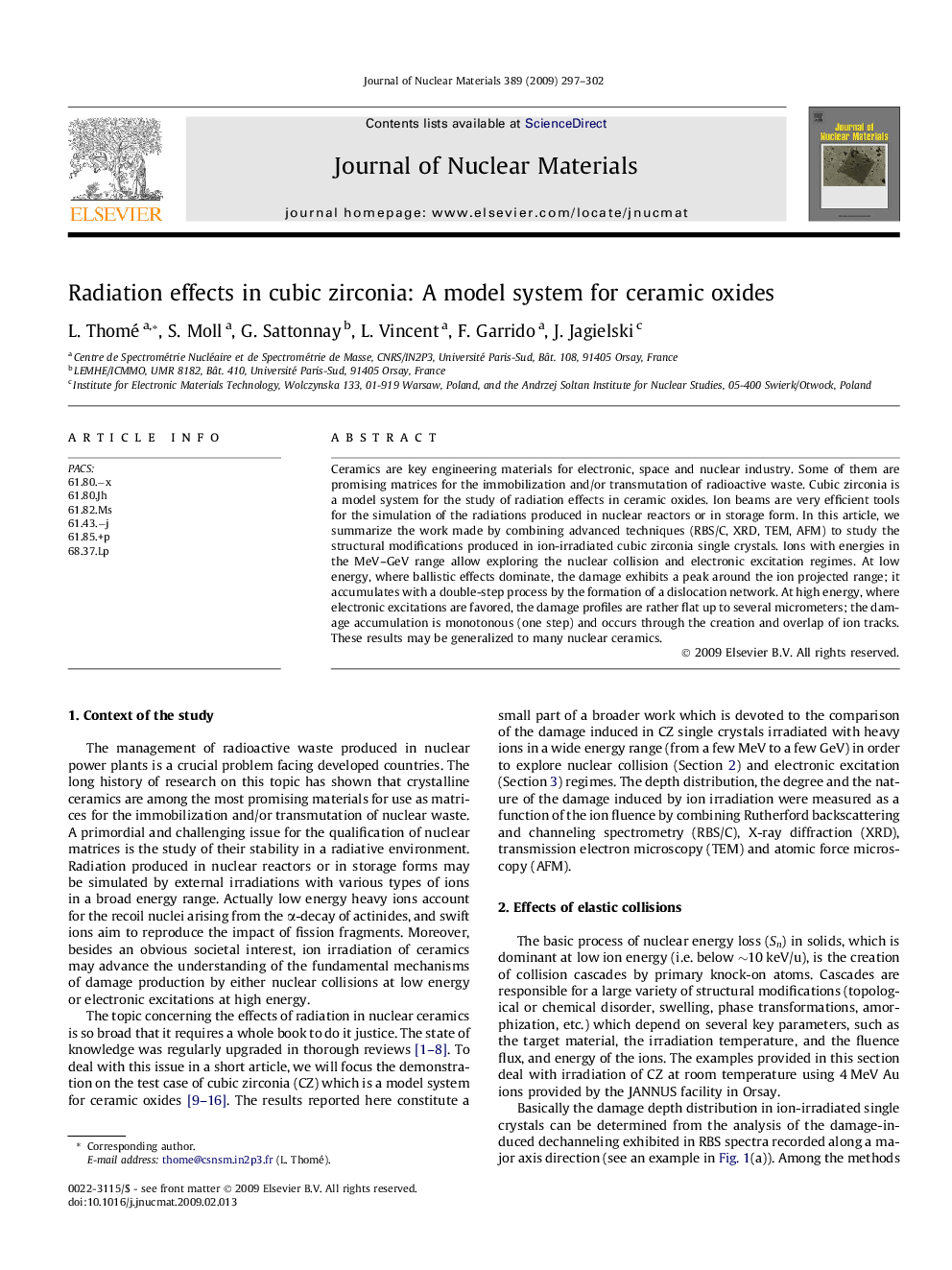 Radiation effects in cubic zirconia: A model system for ceramic oxides