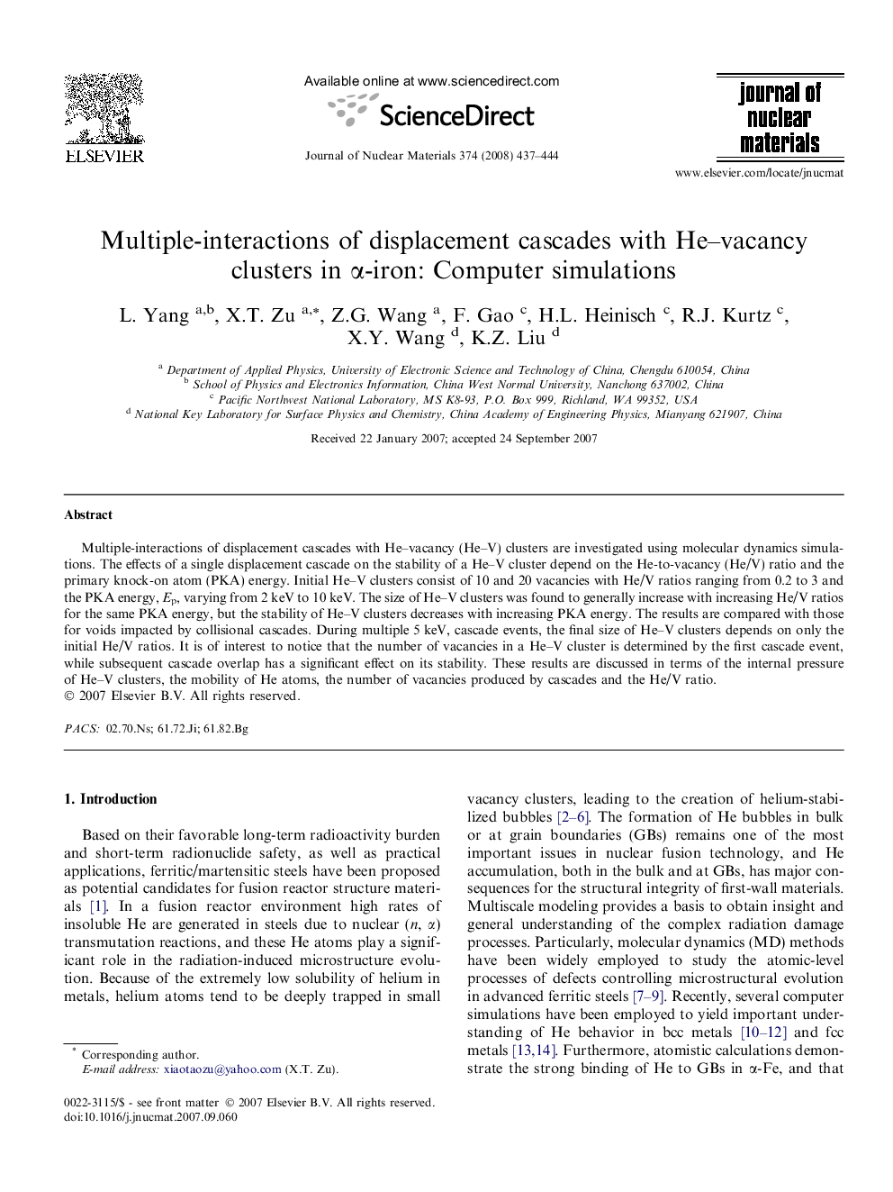 Multiple-interactions of displacement cascades with He–vacancy clusters in α-iron: Computer simulations