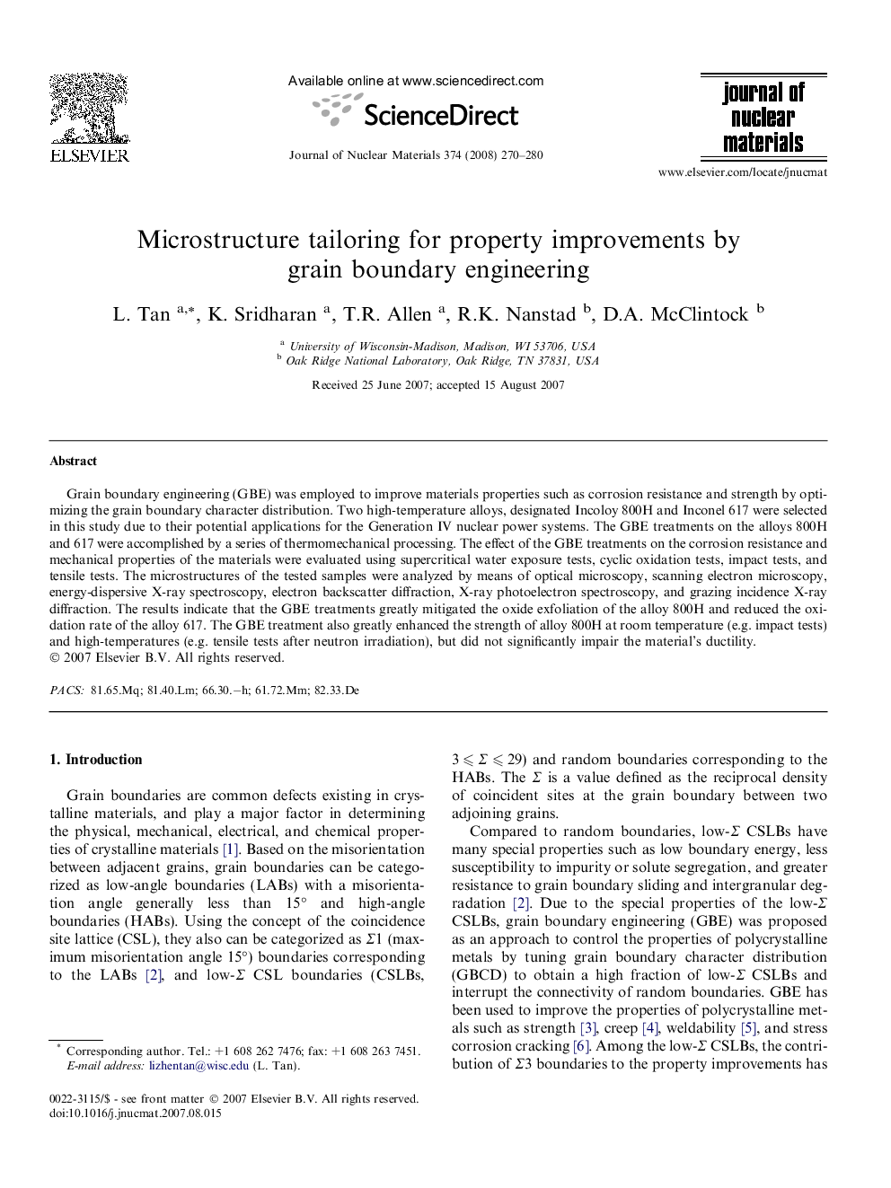 Microstructure tailoring for property improvements by grain boundary engineering