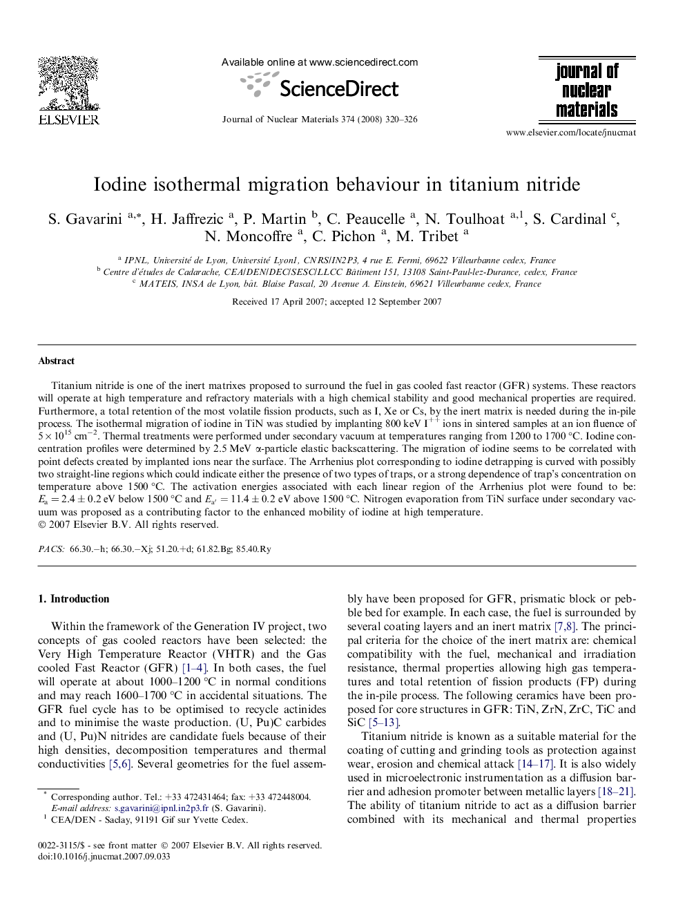 Iodine isothermal migration behaviour in titanium nitride
