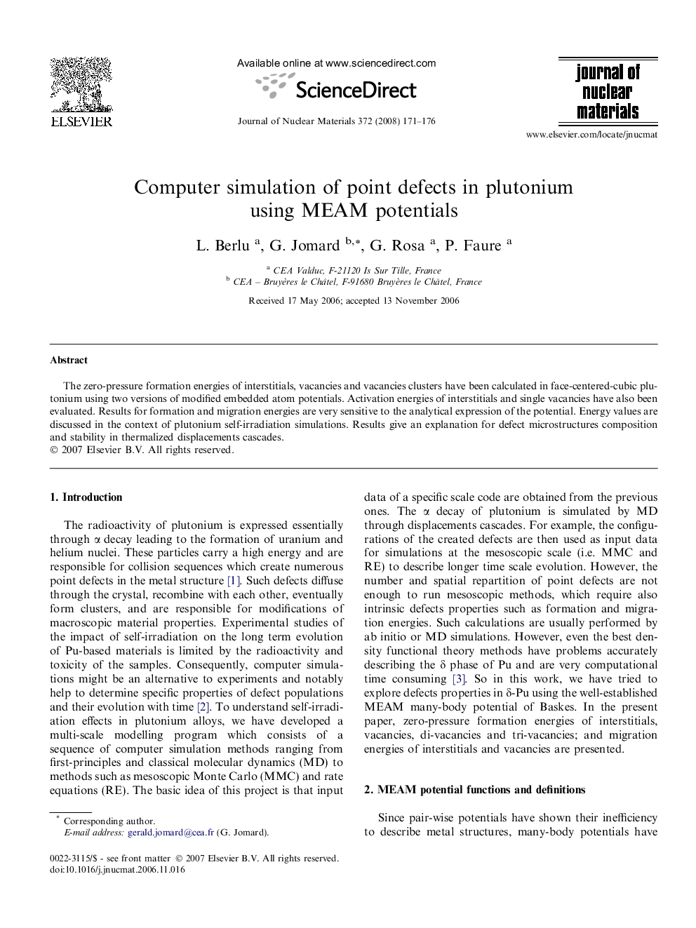 Computer simulation of point defects in plutonium using MEAM potentials