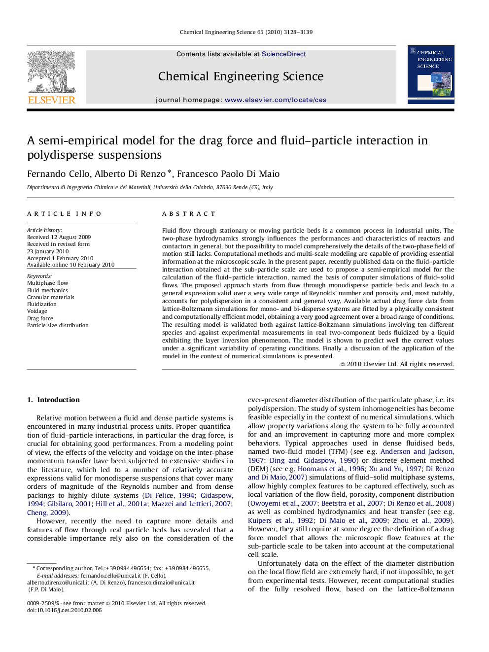 A semi-empirical model for the drag force and fluid–particle interaction in polydisperse suspensions