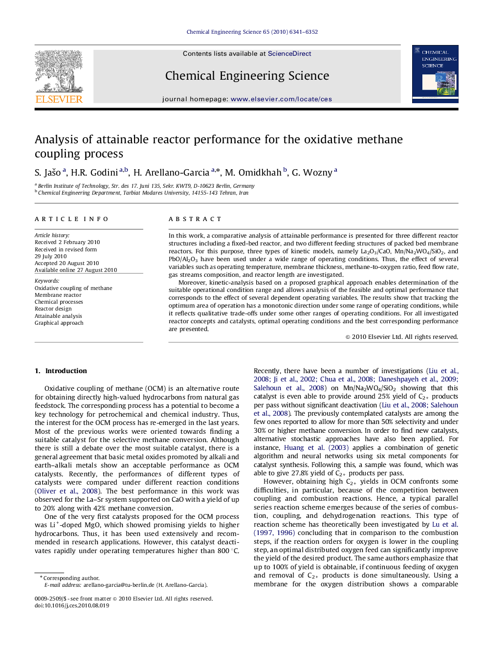 Analysis of attainable reactor performance for the oxidative methane coupling process