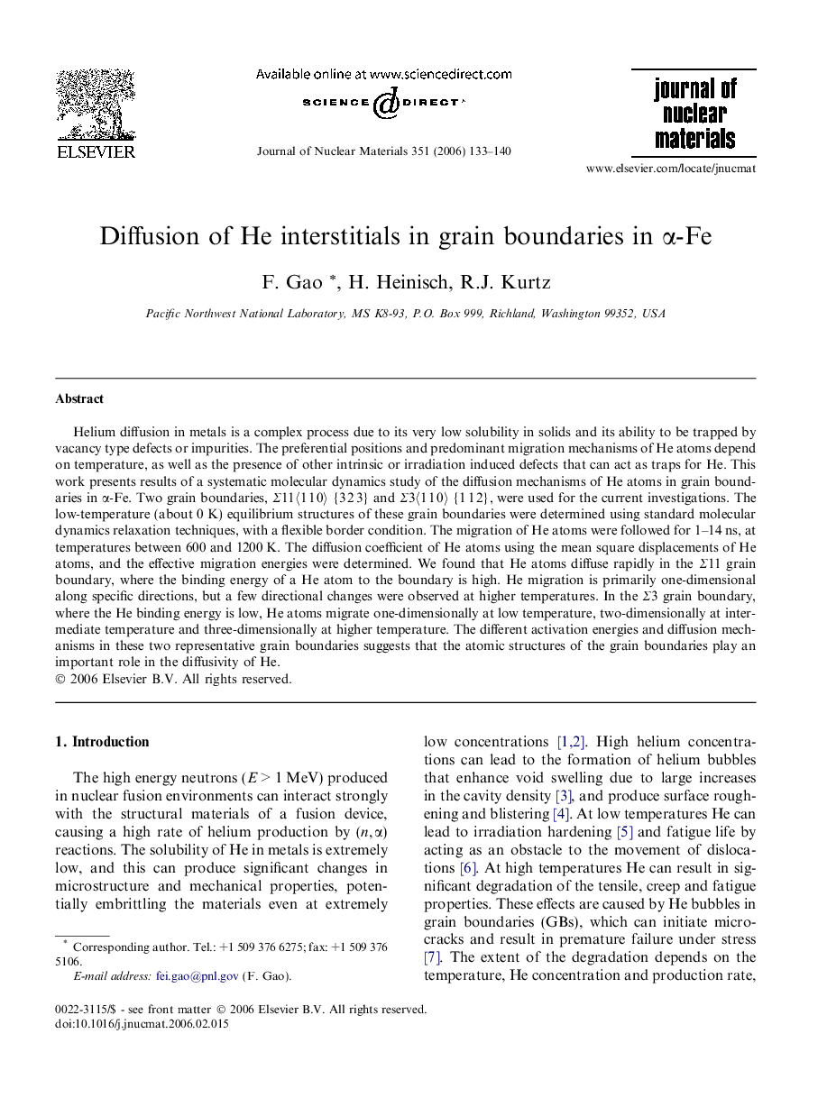 Diffusion of He interstitials in grain boundaries in α-Fe