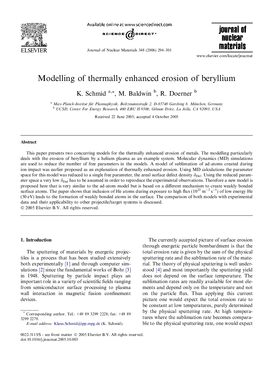 Modelling of thermally enhanced erosion of beryllium