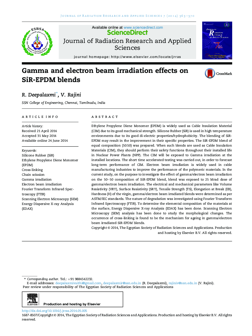 Gamma and electron beam irradiation effects on SiR-EPDM blends 
