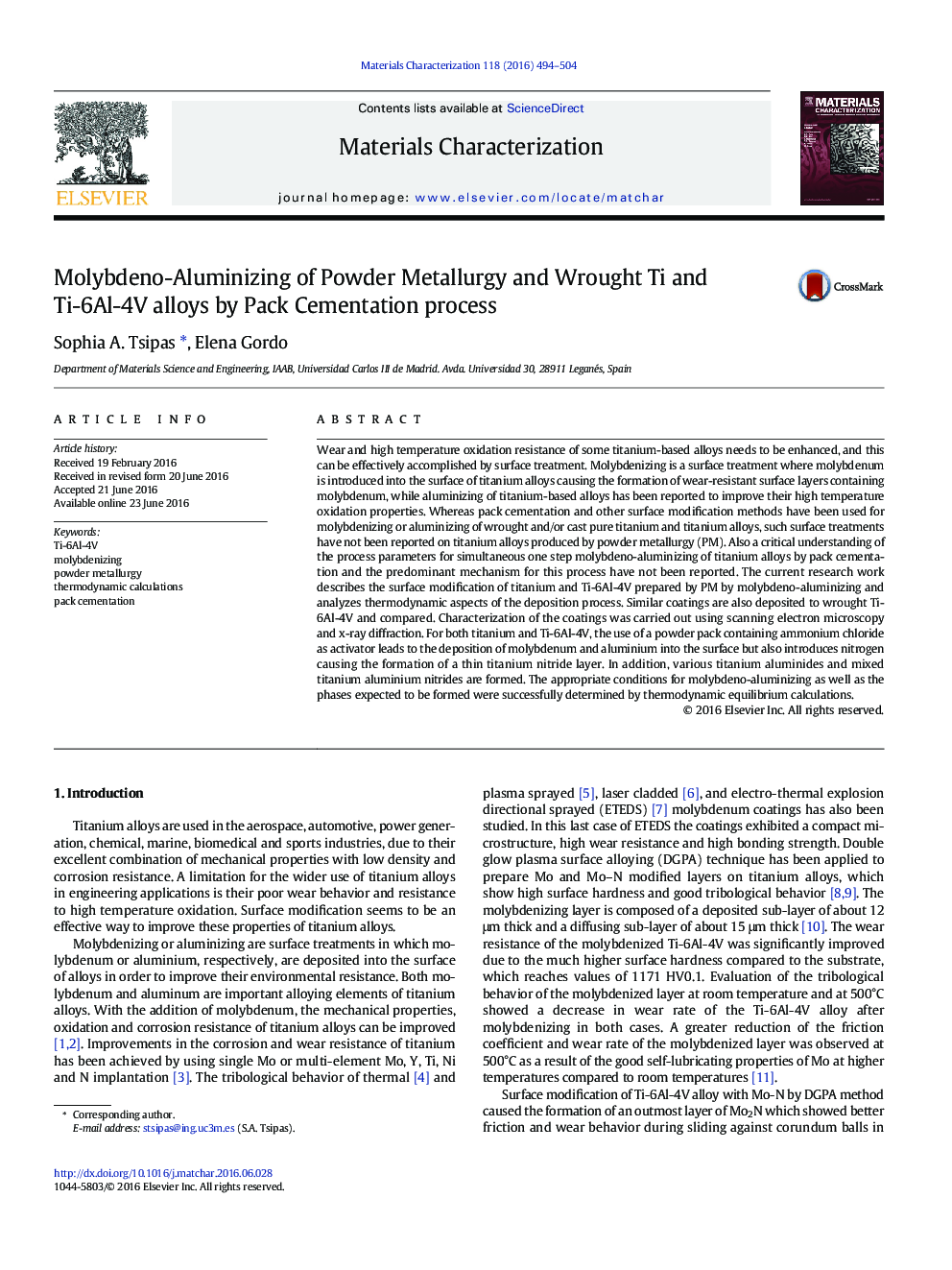 Molybdeno-Aluminizing of Powder Metallurgy and Wrought Ti and Ti-6Al-4V alloys by Pack Cementation process