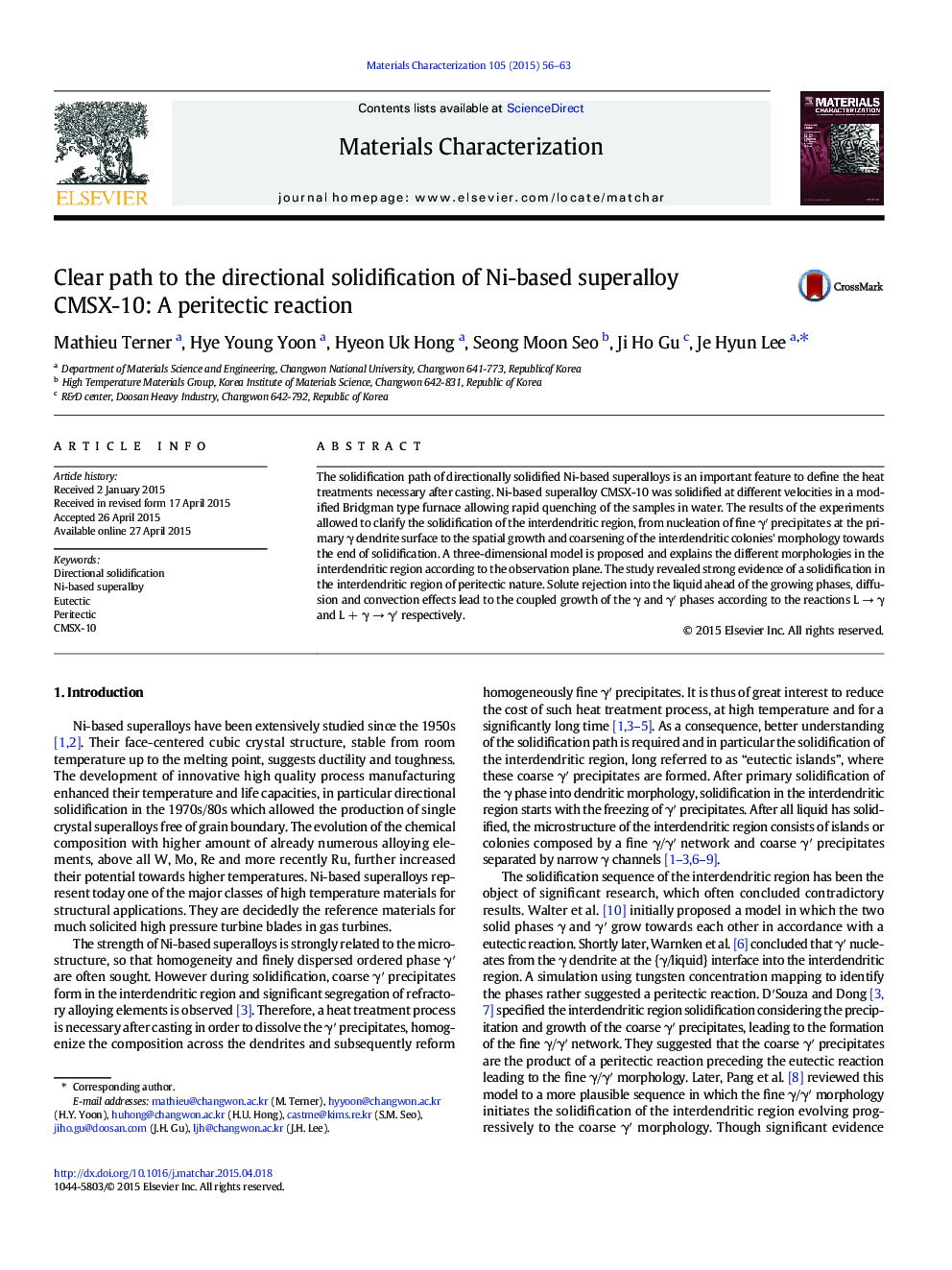 Clear path to the directional solidification of Ni-based superalloy CMSX-10: A peritectic reaction