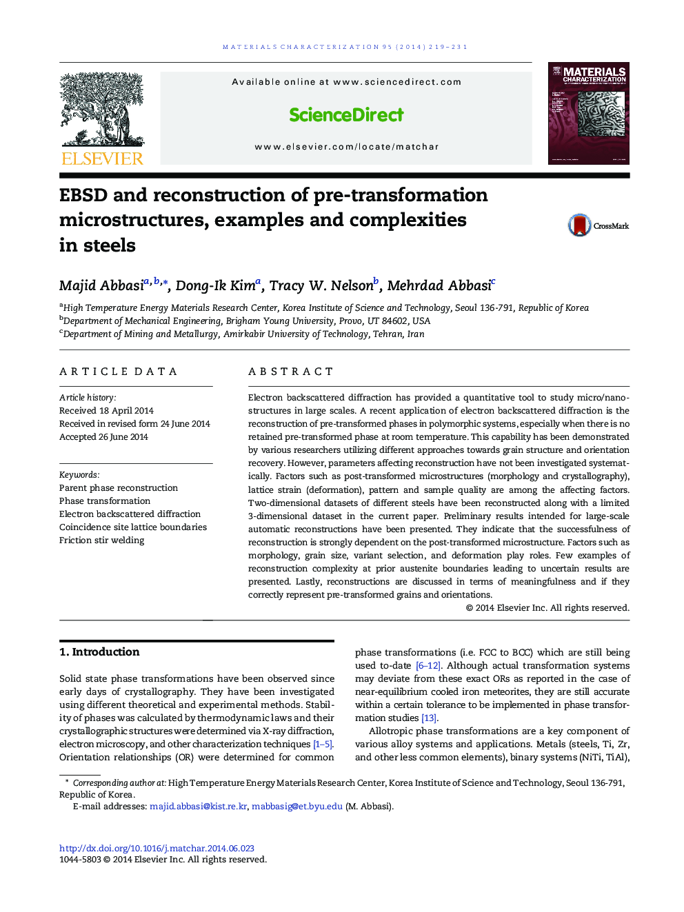 EBSD and reconstruction of pre-transformation microstructures, examples and complexities in steels