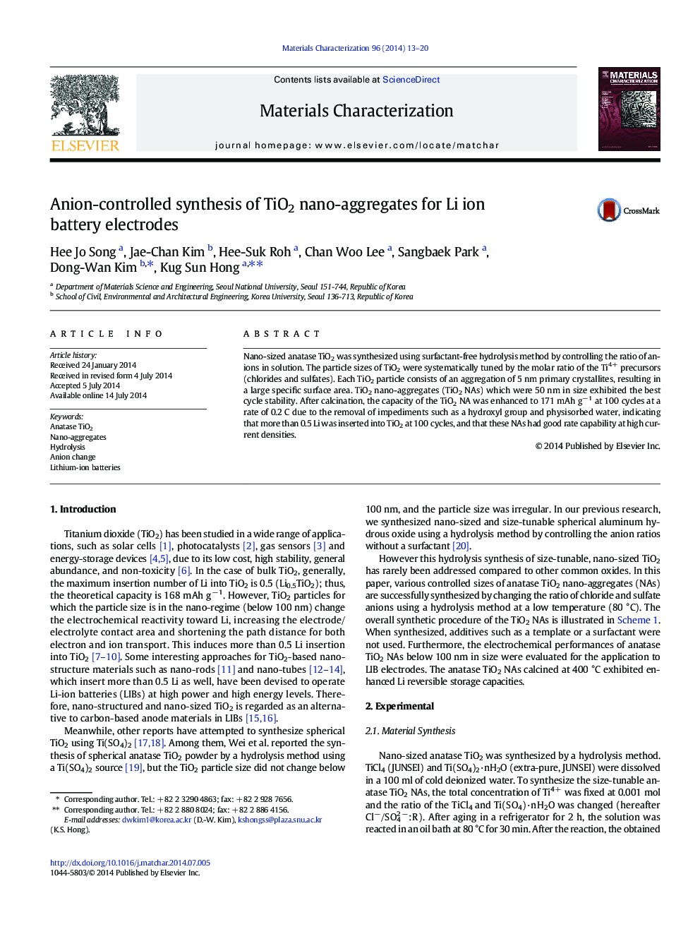 Anion-controlled synthesis of TiO2 nano-aggregates for Li ion battery electrodes