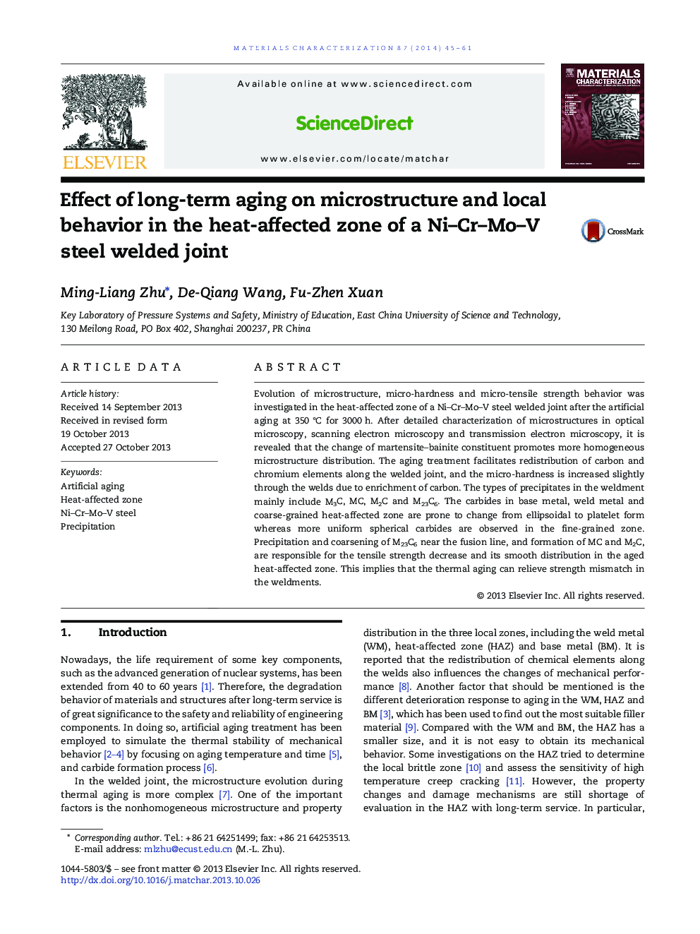 Effect of long-term aging on microstructure and local behavior in the heat-affected zone of a Ni–Cr–Mo–V steel welded joint