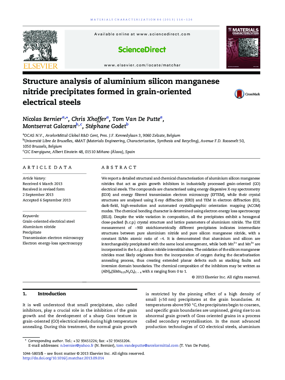 Structure analysis of aluminium silicon manganese nitride precipitates formed in grain-oriented electrical steels